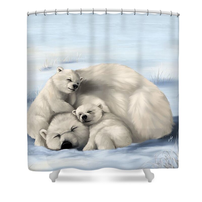 Bear Shower Curtain featuring the painting So much love by Veronica Minozzi