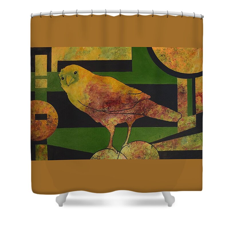 Raven Shower Curtain featuring the painting So Says the Raven by Nancy Jolley