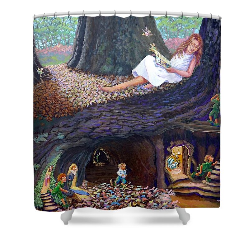 Children Shower Curtain featuring the painting Sofie's Dream by Jeanette Jarmon