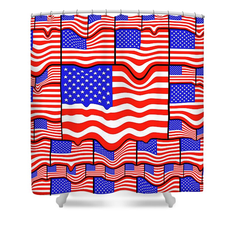 America Shower Curtain featuring the digital art Soft American Flags by Mike McGlothlen