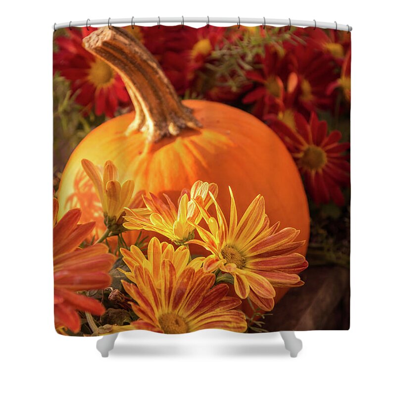 Thanksgiving Shower Curtain featuring the photograph Soft and Colorful Thanksgiving Still Life by Georgia Mizuleva