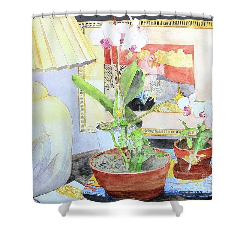 Orchid Shower Curtain featuring the painting Soft Light by Sandy McIntire