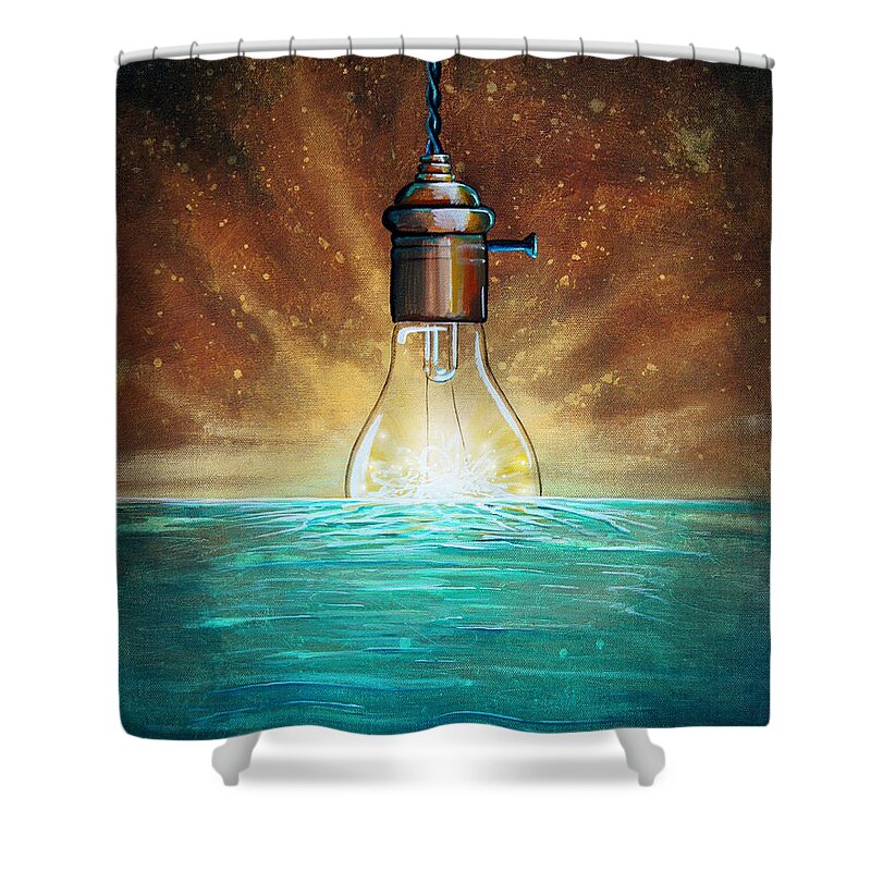 Lightbulb Shower Curtain featuring the painting Solar Energy by Cindy Thornton