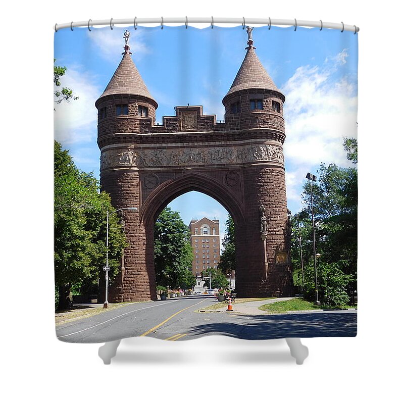 Trinity Street Shower Curtain featuring the photograph Soldiers and Sailors Memorial Arch by Catherine Gagne