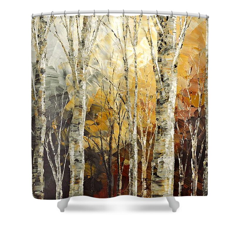 Fall Shower Curtain featuring the painting Solitudes of Twilight by Tatiana Iliina