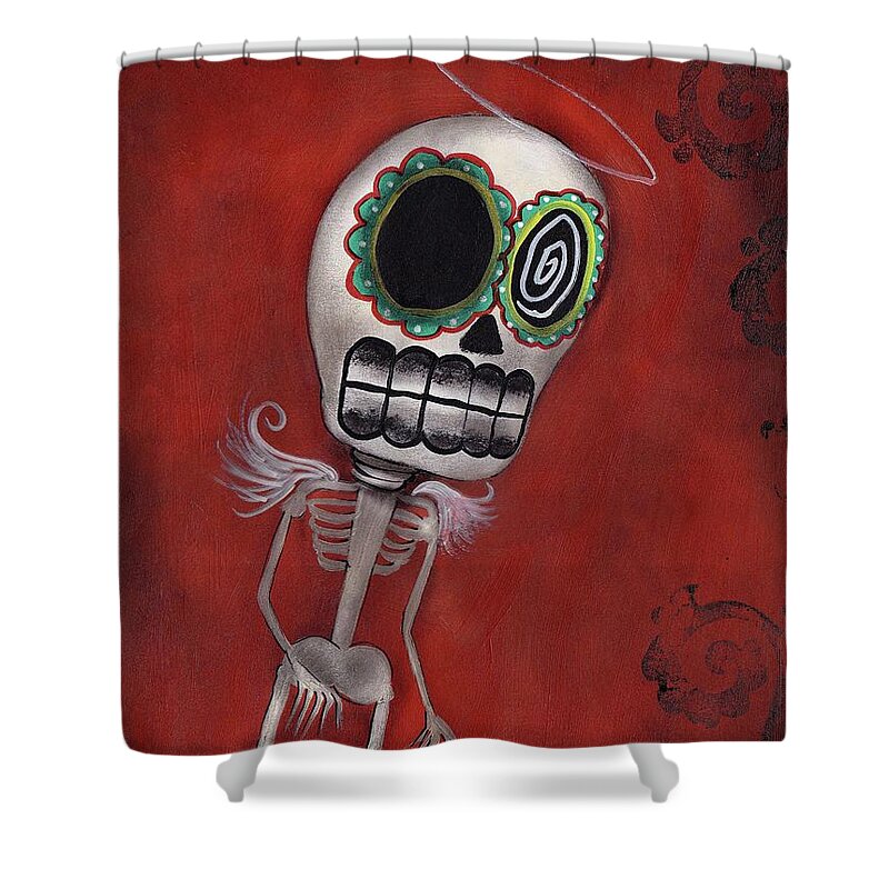 Day Of The Dead Shower Curtain featuring the painting Solo Angel by Abril Andrade