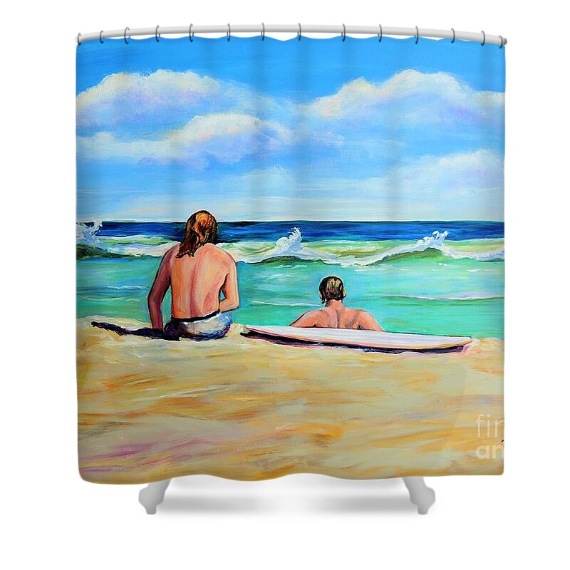 Beach Shower Curtain featuring the painting Some things never change by Patricia Piffath