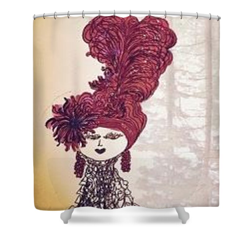 Leaves Shower Curtain featuring the drawing Some Trees have leaves, some flowers I Prefer Feathers by Kenlynn Schroeder