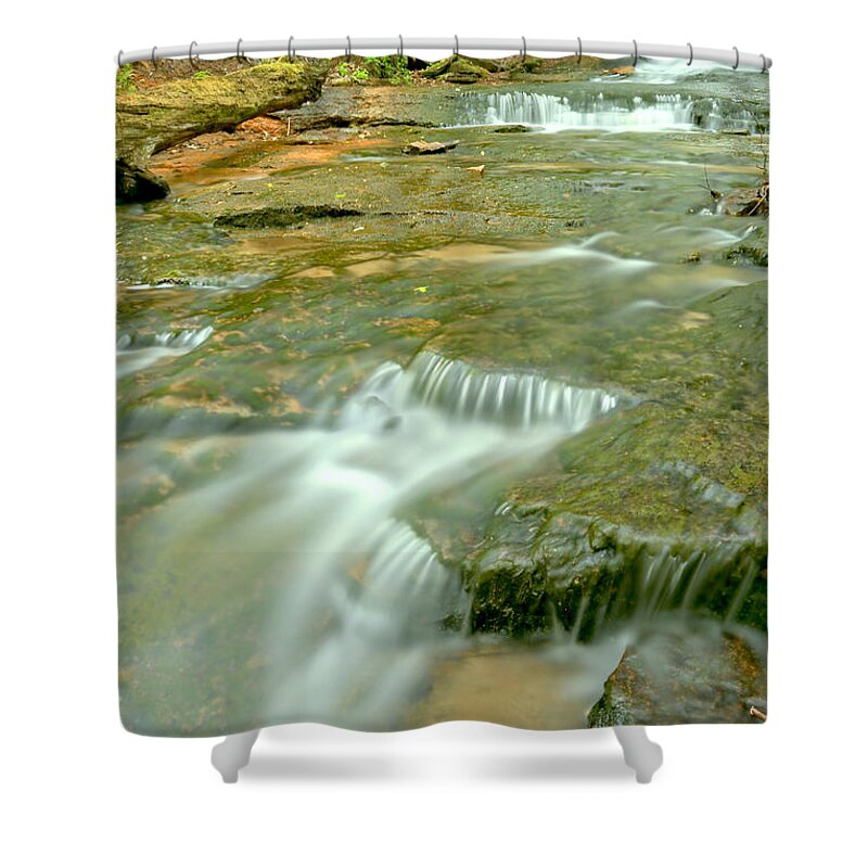 Cave Falls Shower Curtain featuring the photograph Somerset PA Cave Falls Portrait by Adam Jewell