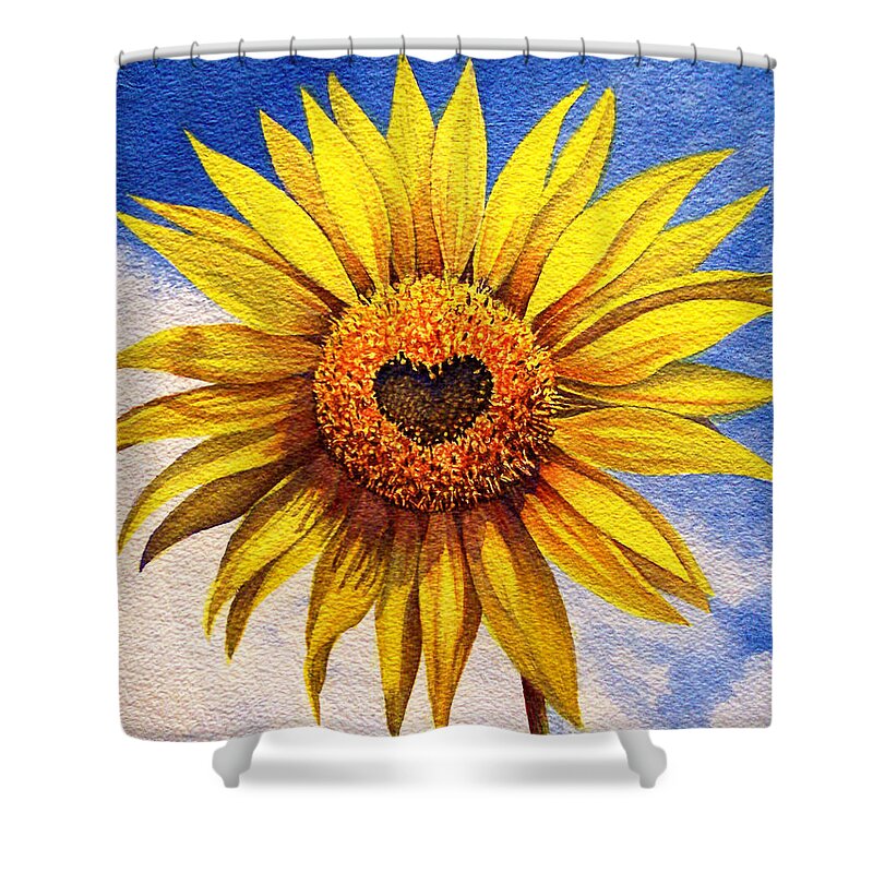 Sunflower Shower Curtain featuring the painting Son Kissed by Nancy Cupp
