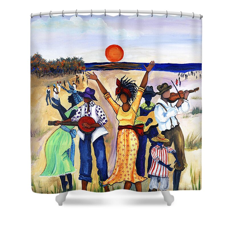 Gullah Shower Curtain featuring the painting Songs of Zion by Diane Britton Dunham