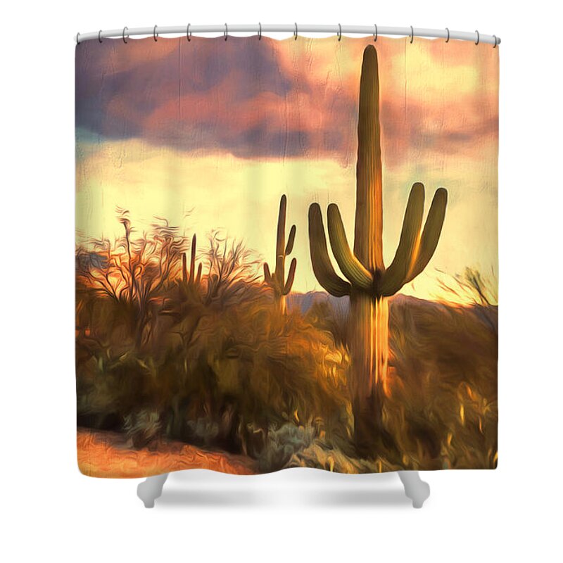 Saguaro National Park Shower Curtain featuring the photograph Sonoran Desert Morn by Susan Rissi Tregoning