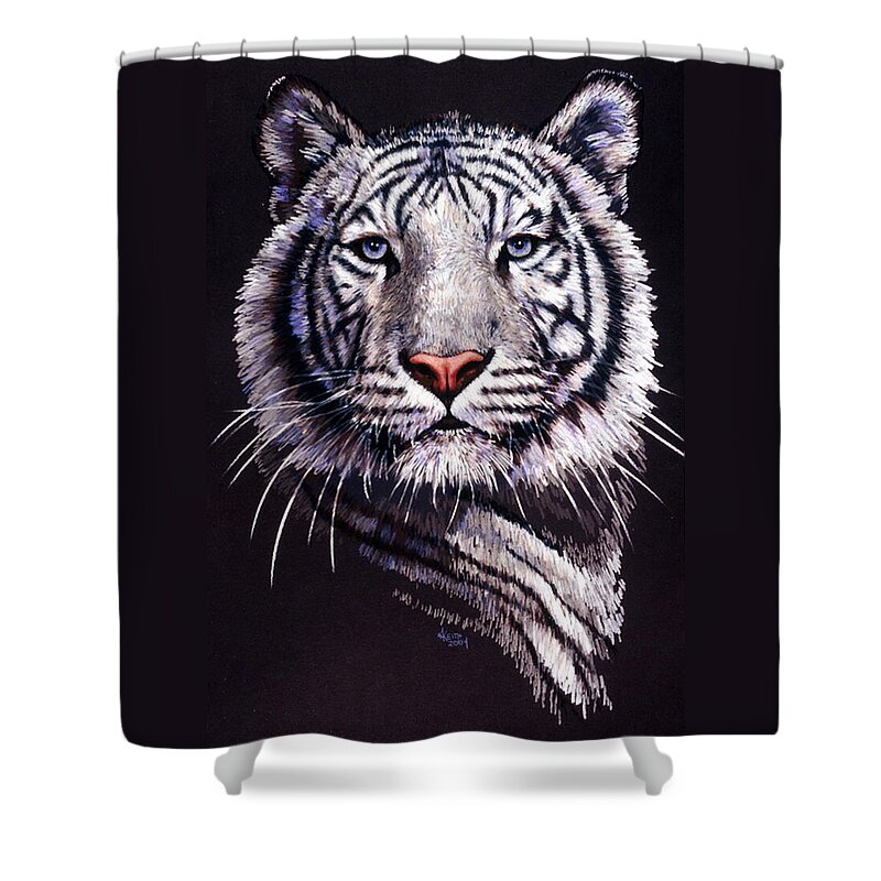 Tiger Shower Curtain featuring the drawing Sorcerer by Barbara Keith
