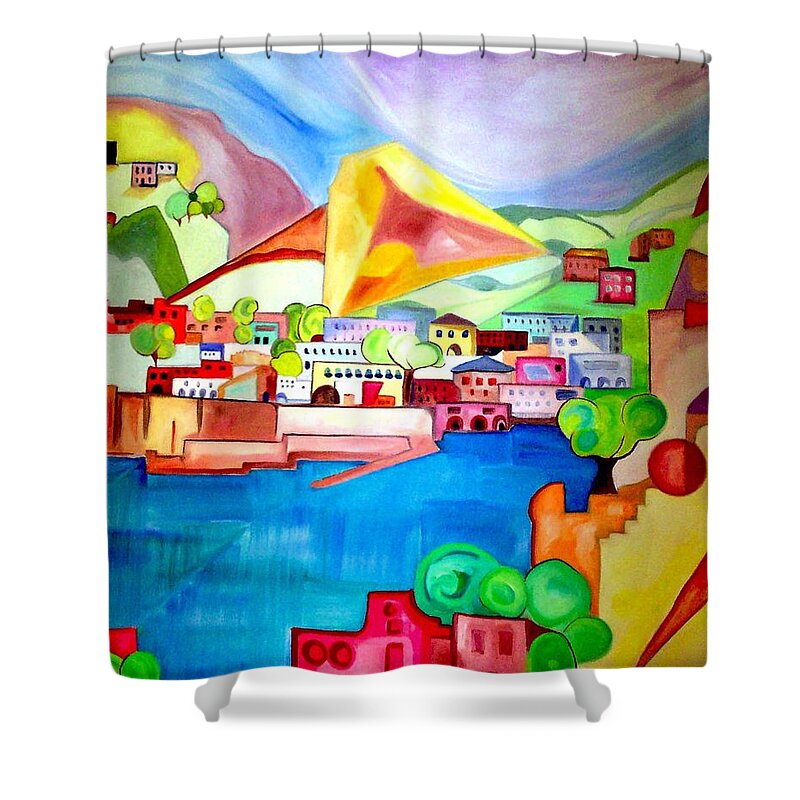 Abstract Shower Curtain featuring the painting Sorrento by Patricia Arroyo