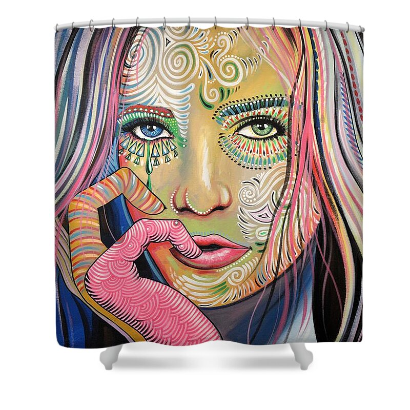 Faces Shower Curtain featuring the painting Soul of Sunshine by Amy Giacomelli