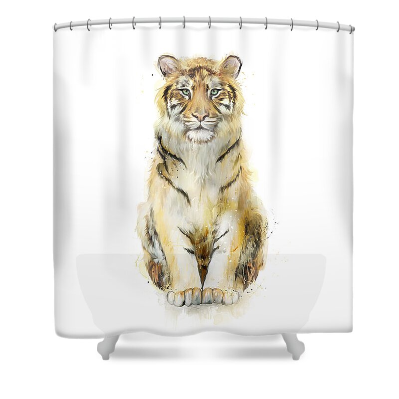 Tiger Shower Curtain featuring the painting Sound by Amy Hamilton