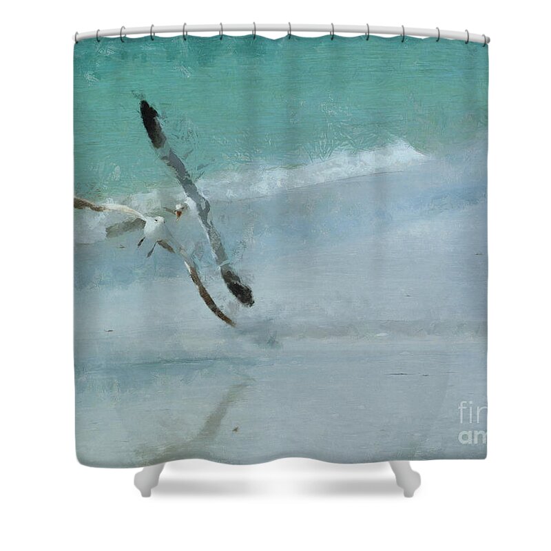 Seagulls Shower Curtain featuring the photograph Sound of Seagulls by Claire Bull