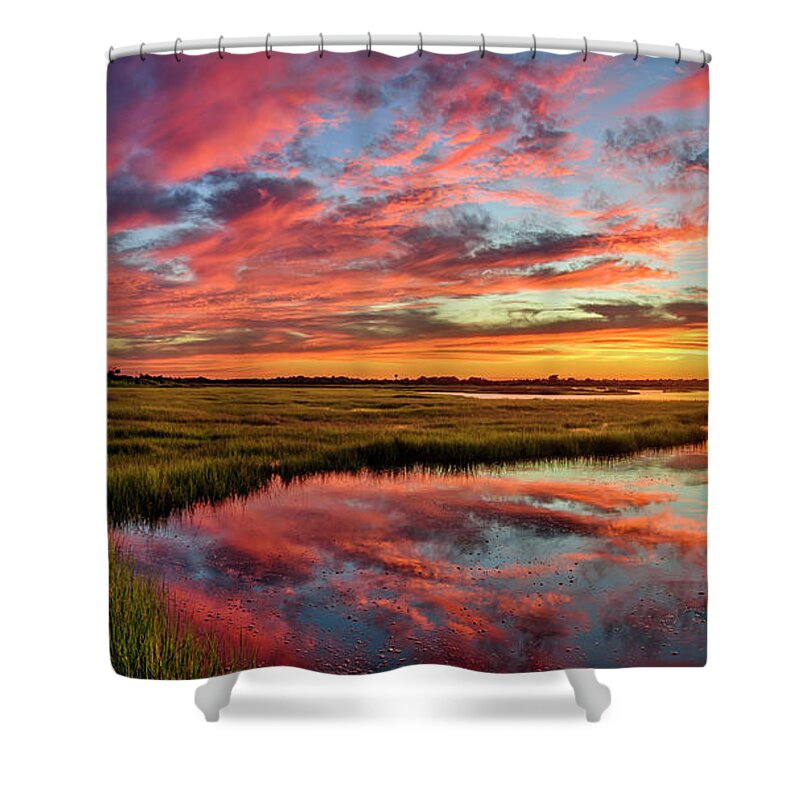 Sunset Shower Curtain featuring the photograph Sound Refections by DJA Images