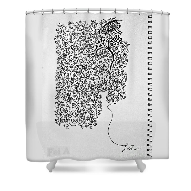 Abstract Shower Curtain featuring the drawing Soundless Whisper by Fei A