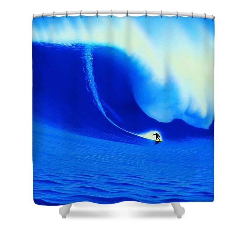 Surfing Shower Curtain featuring the painting Dungeons, South Africa 2006 by John Kaelin