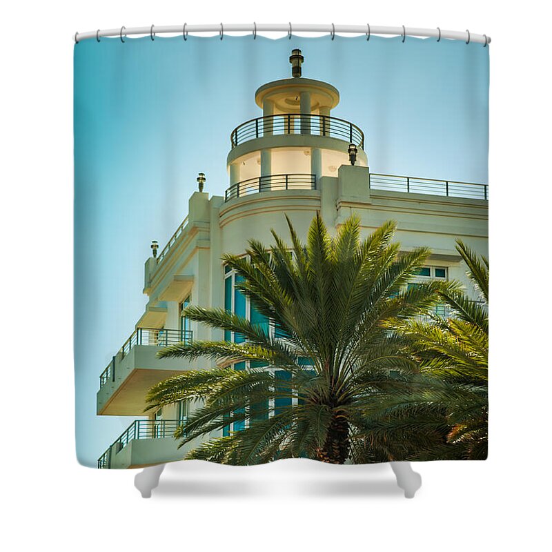 Art Deco Architecture Shower Curtain featuring the photograph South Beach Vibes by Karen Wiles