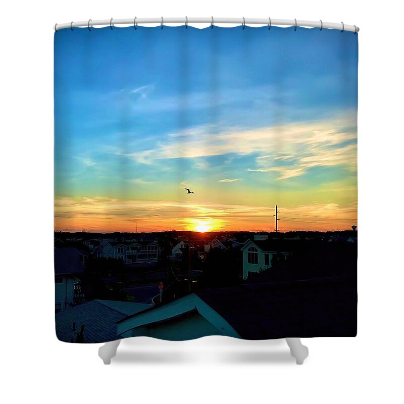 Sunset Shower Curtain featuring the photograph South Bethany Sunset by Chris Montcalmo