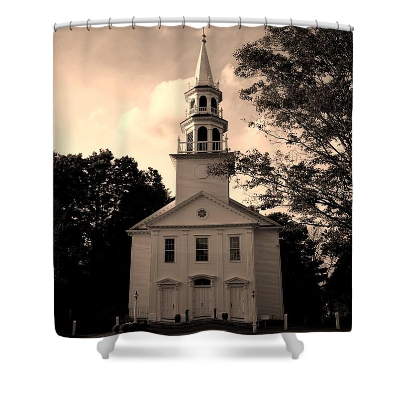 Church Shower Curtain featuring the photograph South Britain Congregational Church by Dani McEvoy