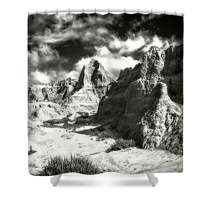 Usa Shower Curtain featuring the photograph South Dakota Badlands National Park by Roger Passman