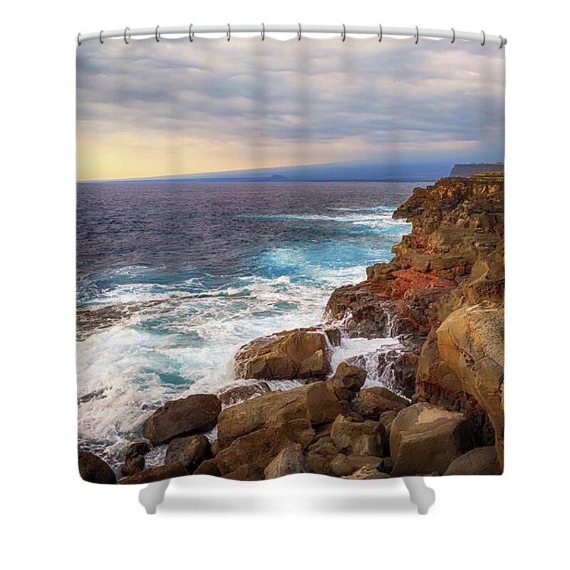 Seascape Shower Curtain featuring the photograph South Point Sea Cliffs by Susan Rissi Tregoning