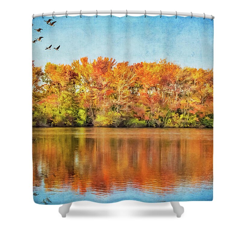 Autumn Shower Curtain featuring the photograph Southbound by Cathy Kovarik
