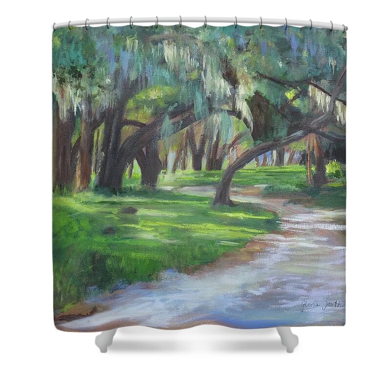 Palm Trees Shower Curtain featuring the painting Southern Charm by Gloria Smith