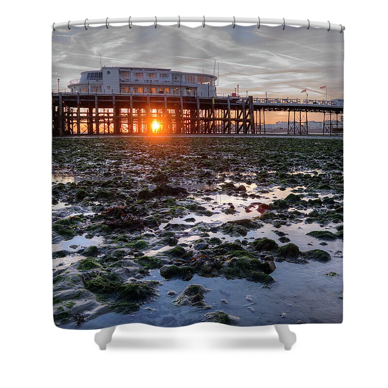 Worthing Shower Curtain featuring the photograph Southern Pavilion Glow by Hazy Apple