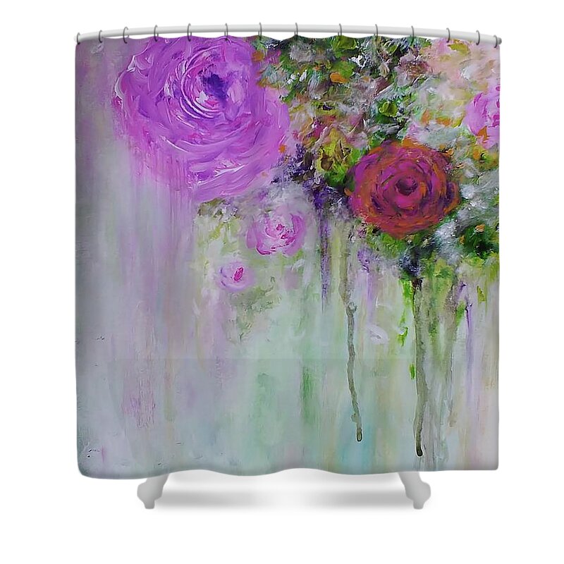 Roses Shower Curtain featuring the painting Southern Summer by Teresa Fry