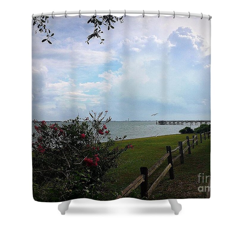 Art Shower Curtain featuring the painting Southport - After The Rain by Shelia Kempf