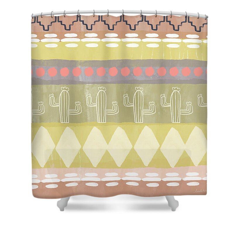 Cactus Shower Curtain featuring the mixed media Southwest Cactus Decorative- Art by Linda Woods by Linda Woods