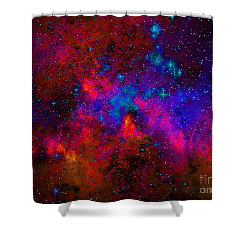 Space Clouds Shower Curtain featuring the digital art Space Clouds / Beautiful Warning by Elizabeth McTaggart