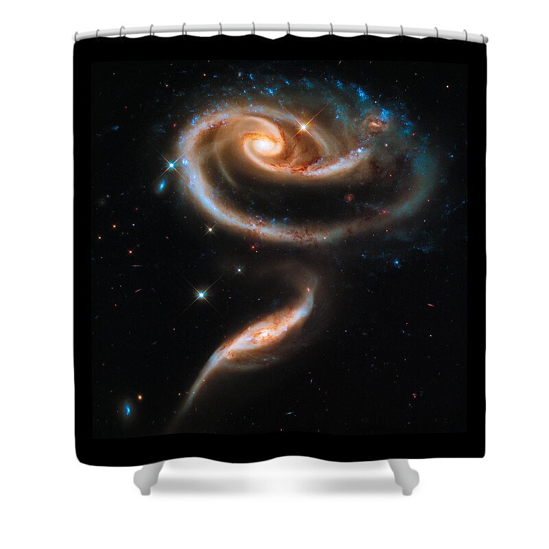 Space Shower Curtain featuring the digital art Space image Galaxy rose by Matthias Hauser