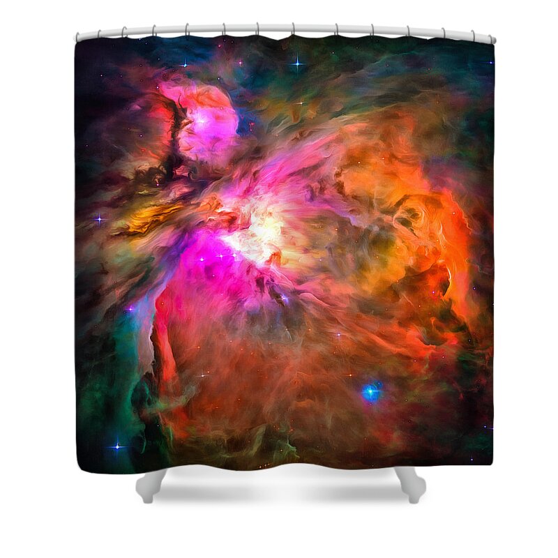 Orion Nebula Shower Curtain featuring the photograph Space image orion nebula by Matthias Hauser