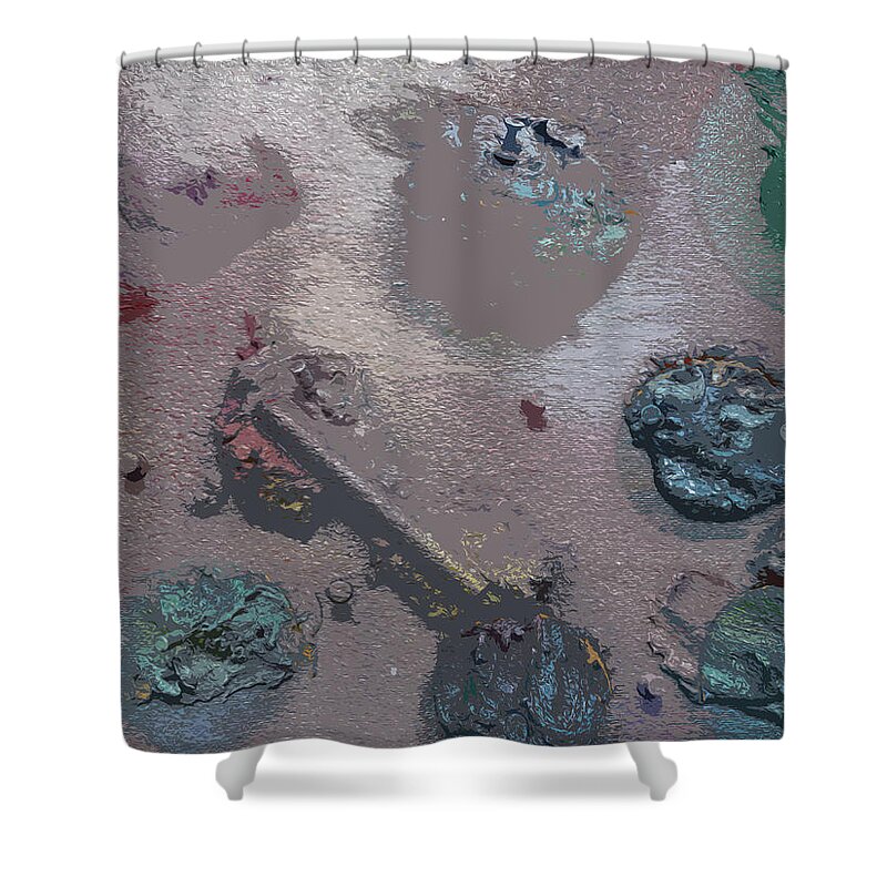 Solar System Shower Curtain featuring the painting Space Junk by Robert Margetts