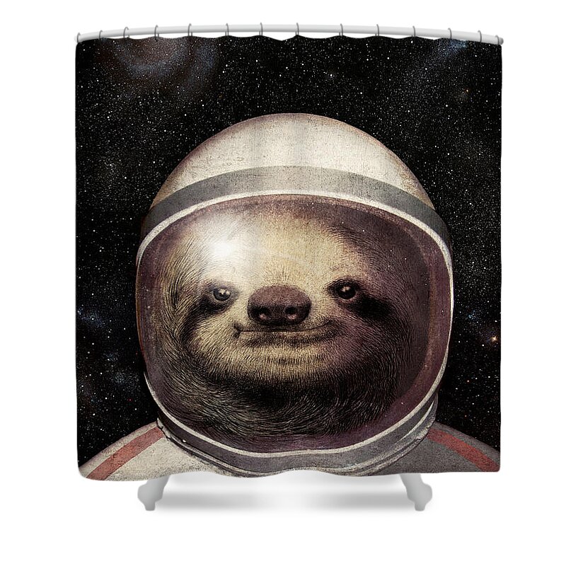 Sloth Shower Curtain featuring the drawing Space Sloth by Eric Fan