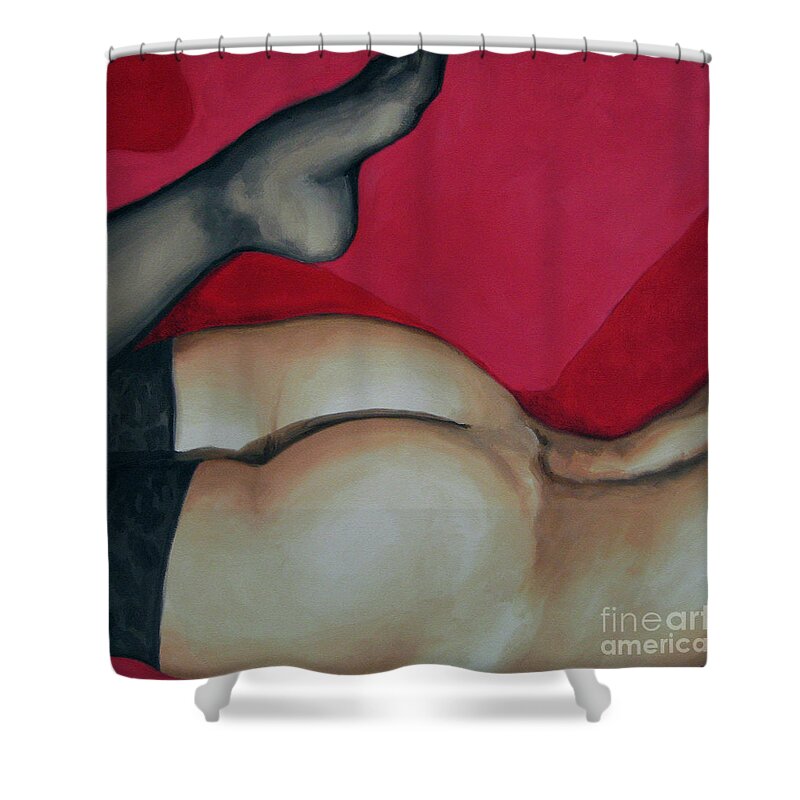 Noewi Shower Curtain featuring the painting Spank Me by Jindra Noewi