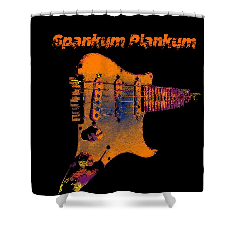 Fender Shower Curtain featuring the digital art Spankum Plankum by Guitarwacky Fine Art