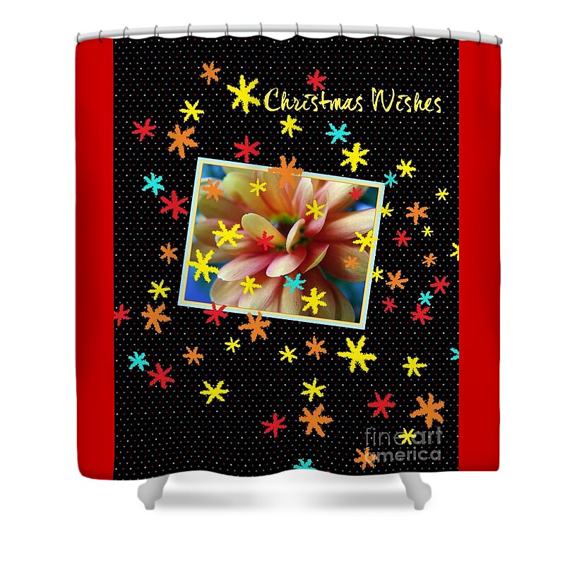 Dahlia Flowers Shower Curtain featuring the photograph Sparkle Christmas Greetings by Joan-Violet Stretch