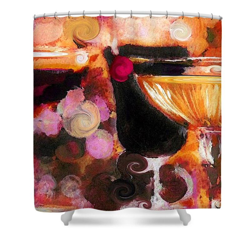 Drinks Shower Curtain featuring the digital art Sparkling Spirits with Twirls by Lisa Kaiser