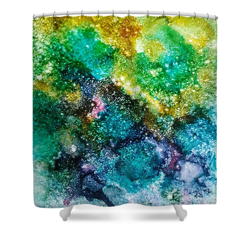 Alcohol Shower Curtain featuring the painting Sparkling Water by Terri Mills