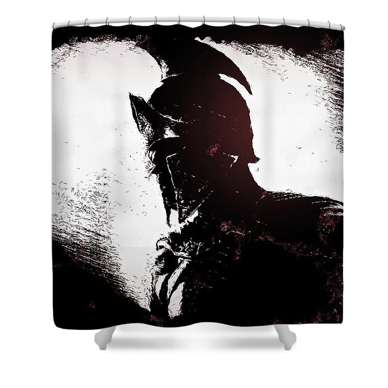 Spartan Warrior Shower Curtain featuring the painting Spartan Hoplite - 18 by AM FineArtPrints