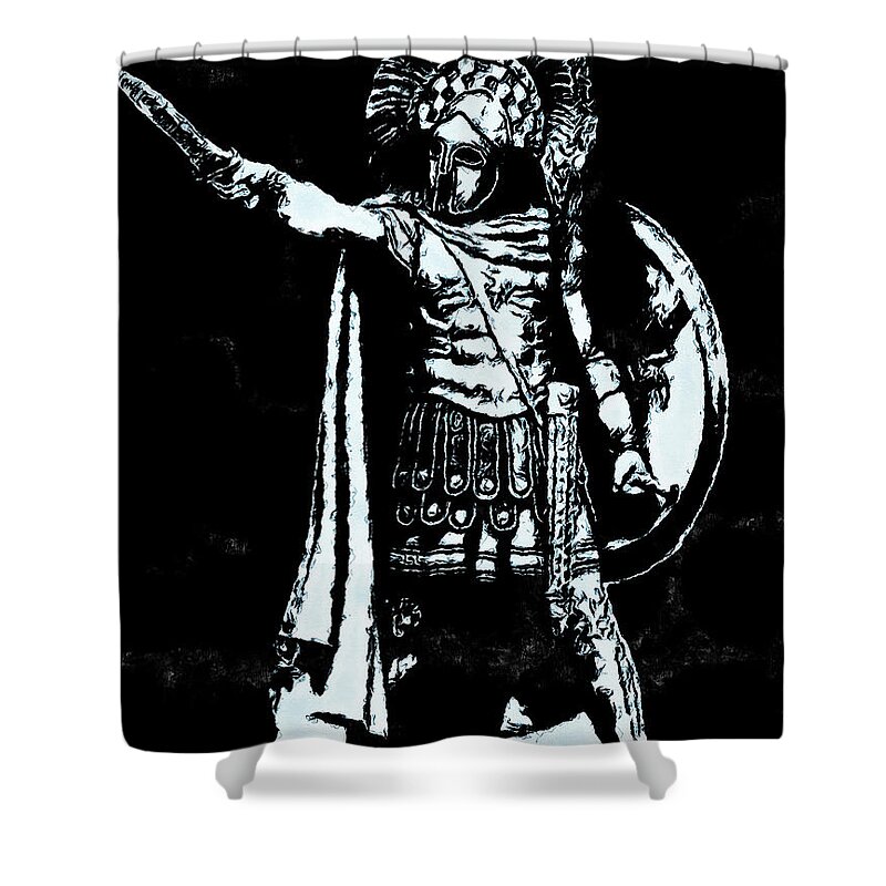 Spartan Warrior Shower Curtain featuring the painting Spartan Hoplite - 19 by AM FineArtPrints