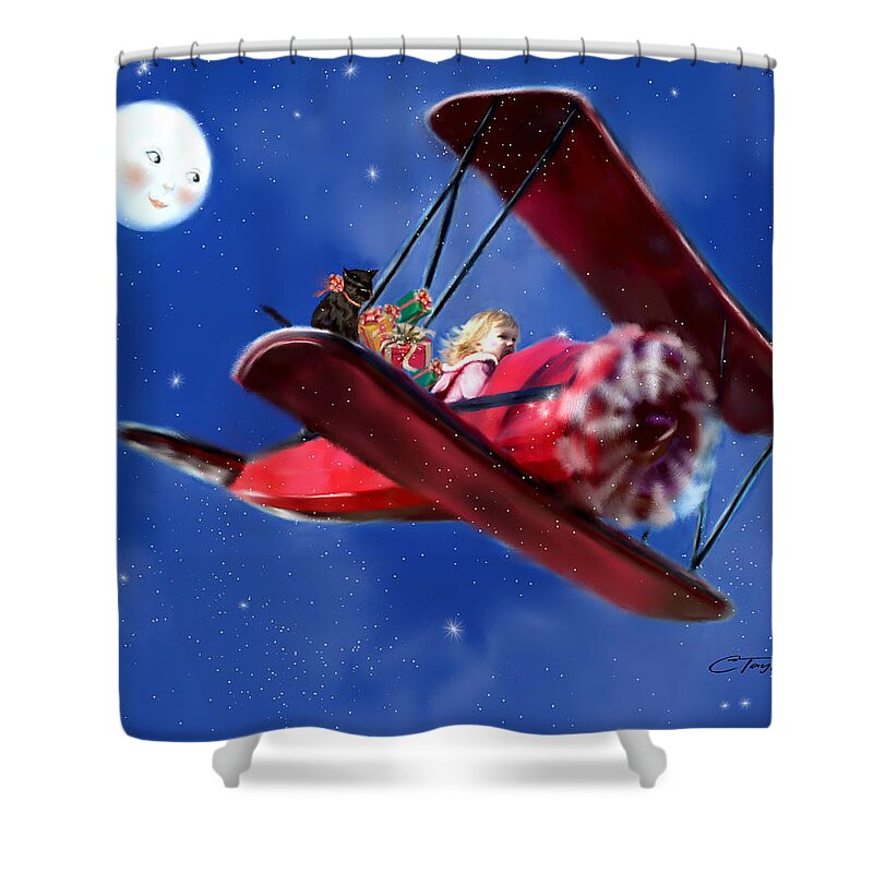 Christmas Paintings Shower Curtain featuring the painting Special Delivery for Grandma by Colleen Taylor