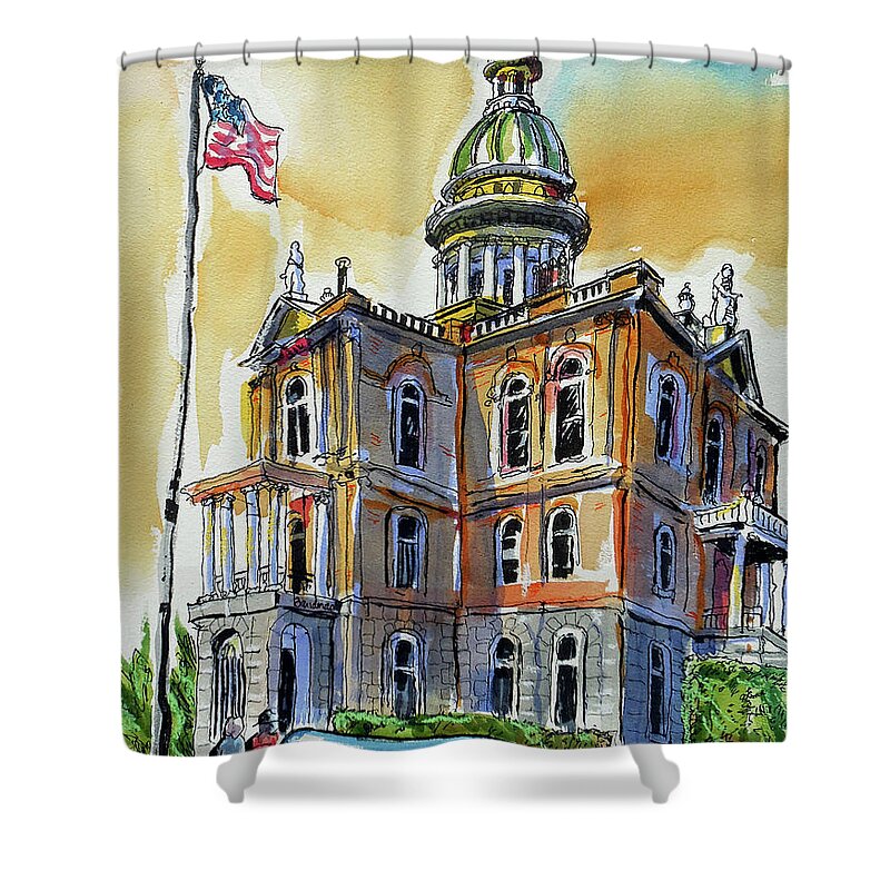 Courthouse Shower Curtain featuring the painting Spectacular Courthouse by Terry Banderas