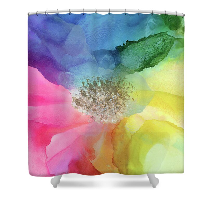 Flower Shower Curtain featuring the painting Spectrum of Life by Eli Tynan